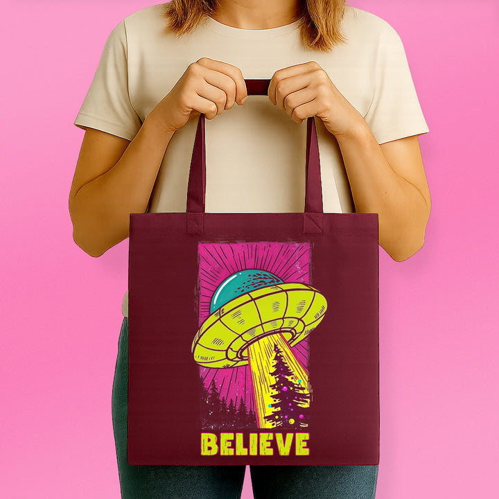 UFO Christmas Believe Tote Bag