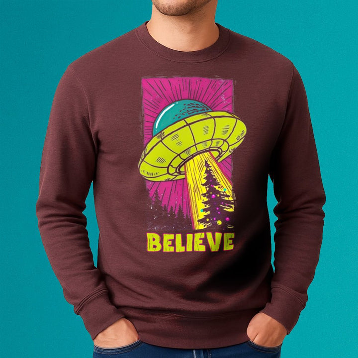 UFO Christmas Believe Crewneck Sweatshirt - Loftipop