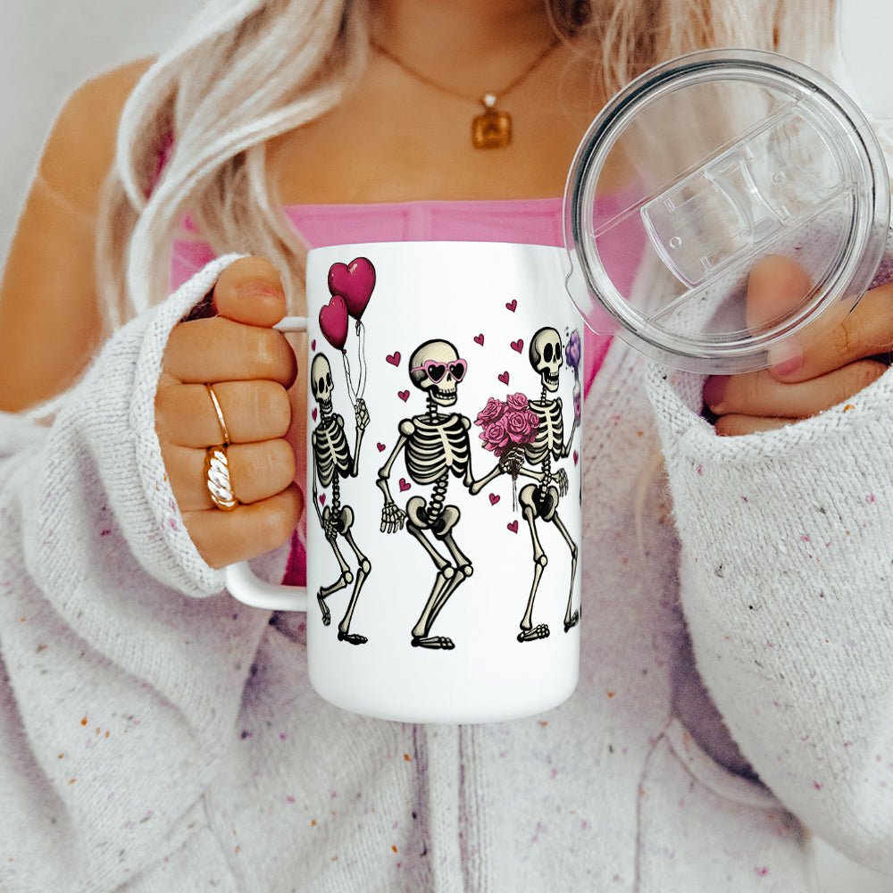 Valentine Dancing Skeletons Insulated Travel Mug - Loftipop