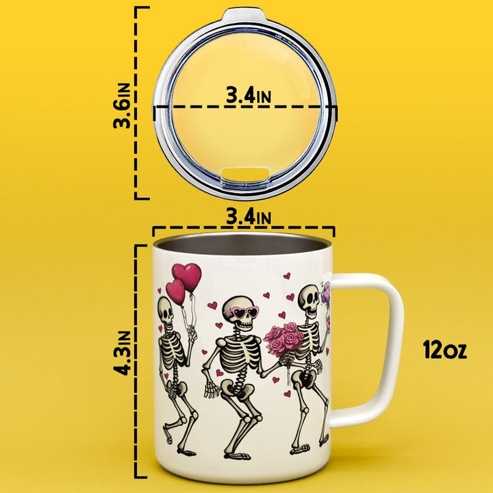 Valentine Dancing Skeletons Insulated Travel Mug - Loftipop