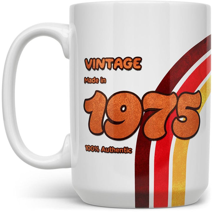 Custom Birth Year 1970's Retro Vintage Coffee Mug on white background