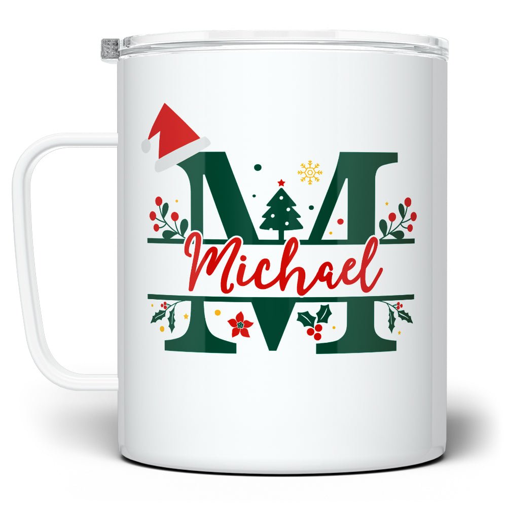 Personalized Christmas Name and Initial Insulated Travel Mug - Loftipop