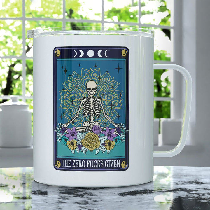 The Zero Fucks Tarot Card Insulated Travel Mug - Loftipop
